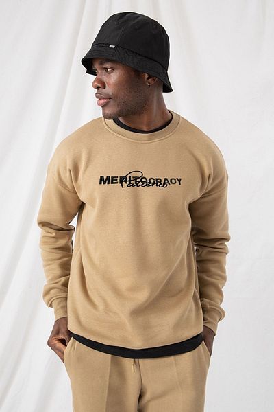 gothamvibes Ανδρικό φούτερ Meritocracy Oversize Beige