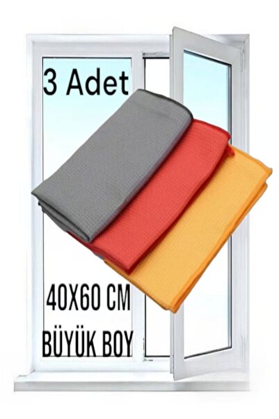Manosta ( 3 Adet ) Büyük Boy Sihirli Mikrofiber Cam Ve Ayna Temizlik Bezi 40*...