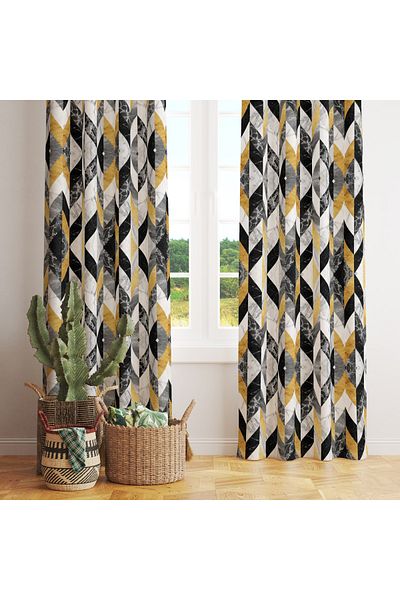 stellahomes Marble Patterned Digital Printed Background Curtain Single Wing