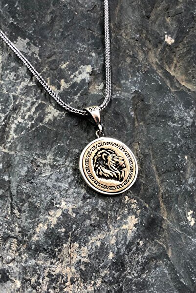 Diriliş Takı Işlemeli Aslan Motifli Gümüş Kolye