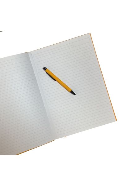 blume Acar Thermo Leather Notebook with Flexible Cover 21*30 Cm 128 Pages Lined-checkered-dot-unlined Pages Orange