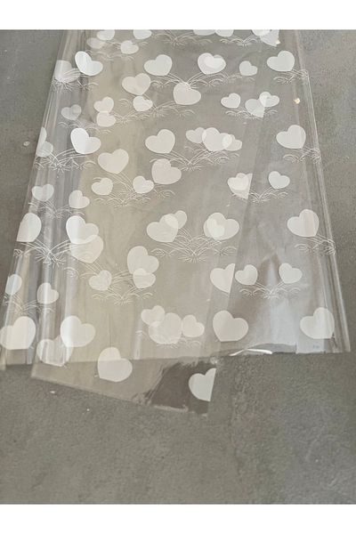 Meyofficial Heart Patterned Transparent Packaging Gelatin 70*100 Cm 10pcs