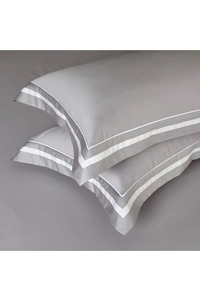 METİNEV Gray White Cornered Cotton Satin Pillow Case