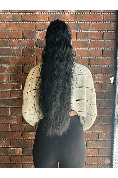 Suzan Peruk Αφράτη κυματιστή αλογοουρά με κούμπωμα - Μαύρο