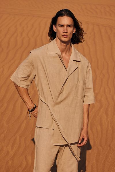 Dear Deer Cream Linen Double Breasted Jacket Trousers Set