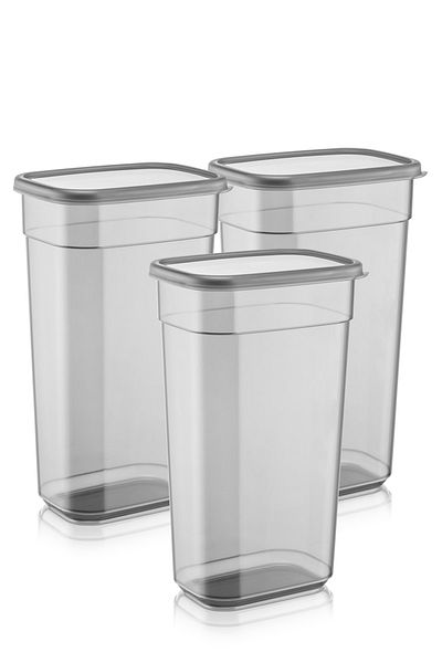 Meleni Home Set mit 3 rechteckigen Aufbewahrungsbehältern – Aufbewahrungsbox für Tablettenwaschmittel mit Elina-Beschriftung – 3 x 3200 ml