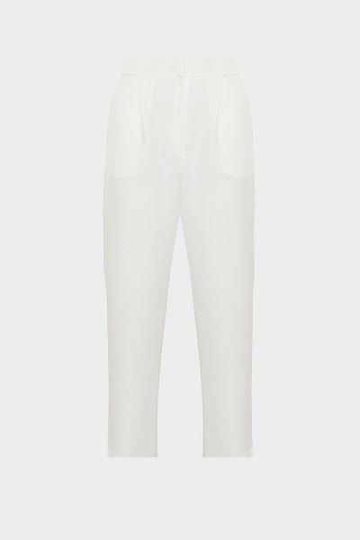 Açelya Okcu High Waist Pocket Detailed Straight Crepe Trousers