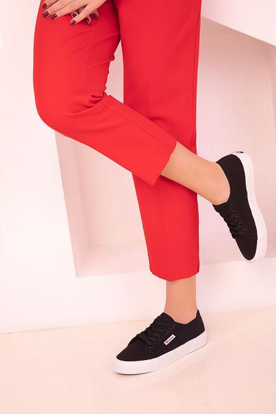 SOHO Black Linen Women's Sneakers 18111