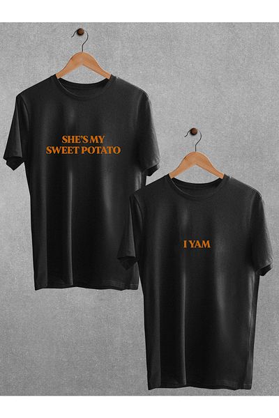 Pear Wear Μπλουζάκι Sweet Potato Printed T-shirt Lover Couple Team Μαύρο και άσπρο Oversize ζευγάρι μπλουζάκι