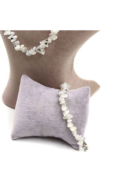 MYTAKIAĞACIMFH Moon Stone Unshaped Broken Stone Necklace Bracelet Set (with Chain Extension)