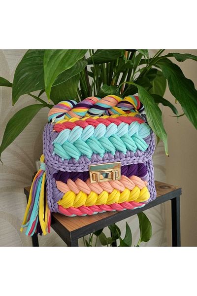 CHQEL Women's Unicorn Colorful Peanut Model Handmade Crocheted Combed Cotton Thread Bag & Hand, Shoulder and Cross