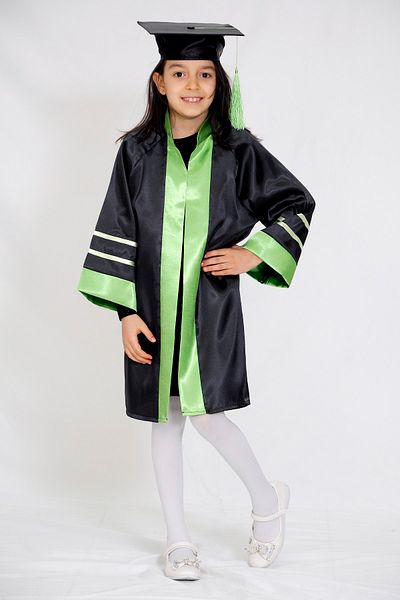 Mezuniyetshop Graduation Cap Cube Kindergarten Black Green Striped
