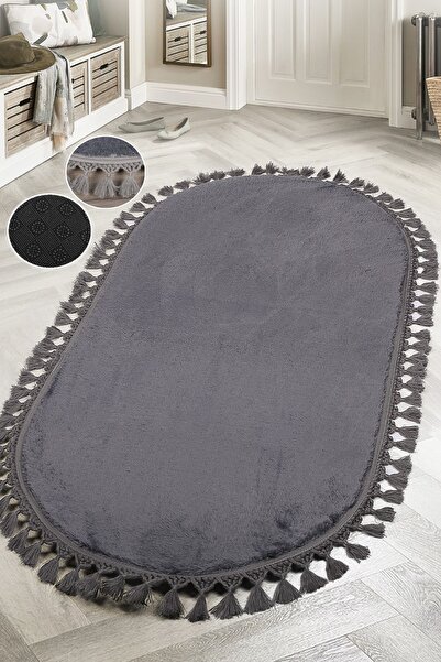 Bonny Home Relax Antrasit Oval Antibakteriyel Leke Tutmaz Yıkanabilir Çocuk G...