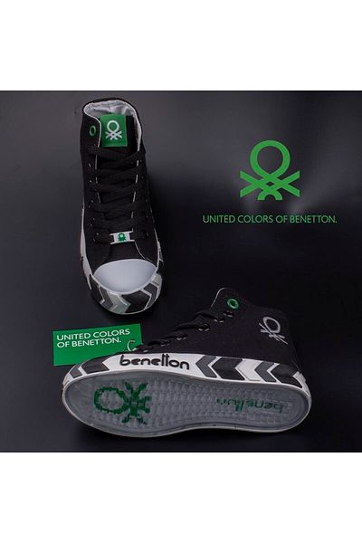 Benetton Pantofi sport lungi unisex copii negri Bn-30634