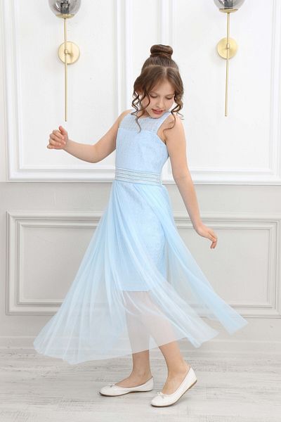 TheJOJODesign Tulle în talie Rochie de seară de nuntă de absolvire albastră pentru fetiță elegantă
