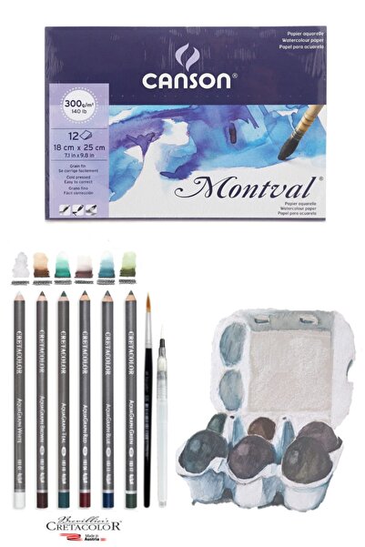 GLANCE Canson Montval 18x25 Cm 300gr 12 Yp Cretacolor 6'lı Aquarell Sulandırı...
