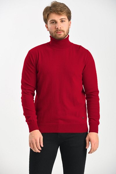Çizgi Triko Ανδρικό πουλόβερ Full Fisherman Claret Red πουλόβερ Angora Rabbit Wool κανονική εφαρμογή