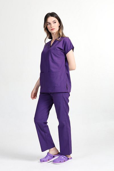 BAŞAK Scrubs din bumbac lycra violet - Set de tricou Yarasakol Doctor Nurse