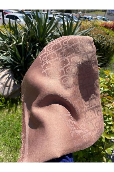 FRESCO SCARFS Γυναικείο Hijab Silky Cotton Jacquard D σχέδιο Σάλι*καφέ