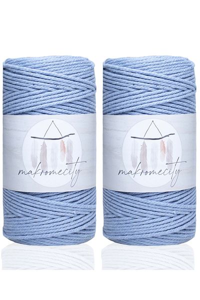 Makromecity Ποιοτικό Νήμα Μακραμέ Βαμβάκι 3 Στροφών 3mm Τρίπλε Στροφή Μακραμέ Σχοινί 500gr (2X250 ΓΡΑΜΜΑ) Μωβ Μωρού