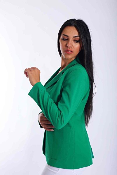 Blues Outlet Γυναικείο μπουφάν με διπλό κουμπί μπροστά τσέπη-πράσινο