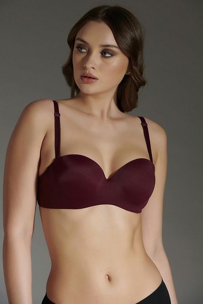cotonhause Sutien de damă Lotus fără bretele roșu Claret fără suport336020