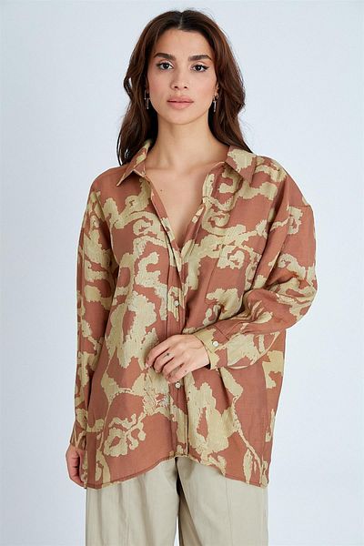 Suzi butik Дамска шарена риза с отворени рамене