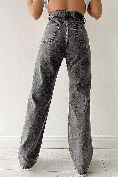 Livik Smoked Casual Snow Wash Wide Leg Jeans - Φαρδύ τζιν με φαρδύ πόδι