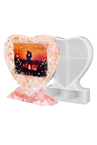 Getshopmini Epoksi Büyük Kalp Resimlik Fotoğraf Çerçevesi Silikon Kalıbı