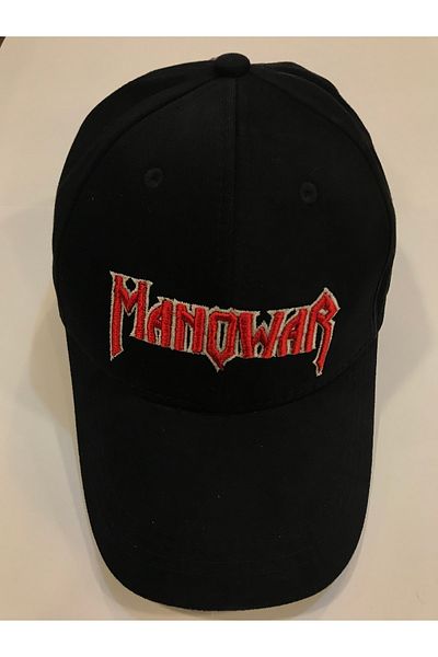 Orijin Tekstil Manowar Text Embroidered Unisex Black Hat