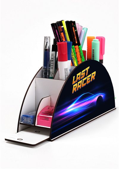 kutuTR Wooden Vip Car Series Rainbow Ruled Desktop Pen Holder Organizer for Kids Assembled Boxed