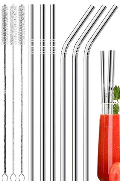 Hanedan 9 Parça Metal Pipet Seti 6 Paslanmaz Çelik Pipet 3 Pipet Temizleme Fırçası