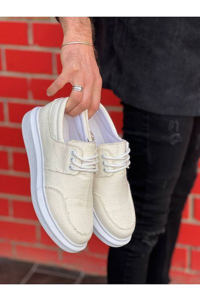 BOA KB-042 Lace-up White Casual Men's Shoes