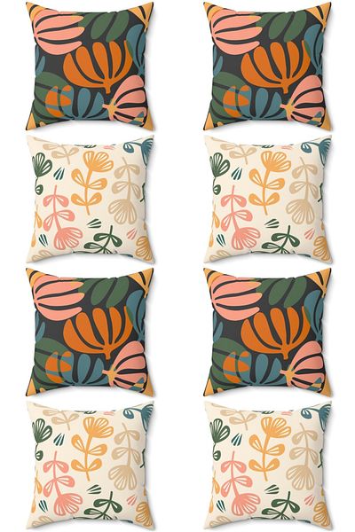 FUS BLUE Modern Floral Patterned Decorative 8-Piece Throw Pillow Pillow Case Set