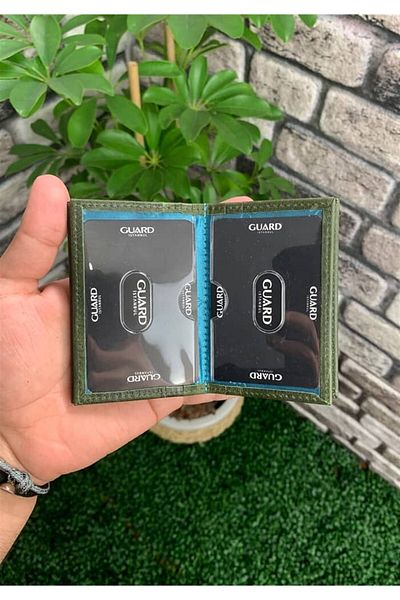 GUARD Antique Green Leather Card Holder