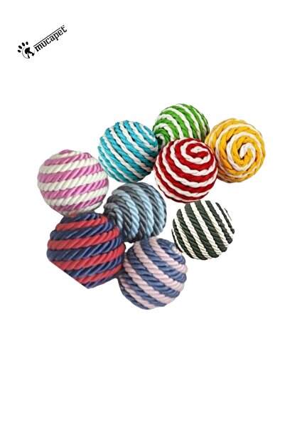 MUCAPET كرة لعب للقطط الملونة بطول 4 سم (قطعة واحدة) من الحبل
