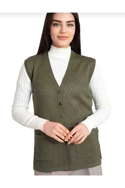 BLUEMOOR Women's Mother Pocket Buttoned Mother Cardigan Mercerized Vest