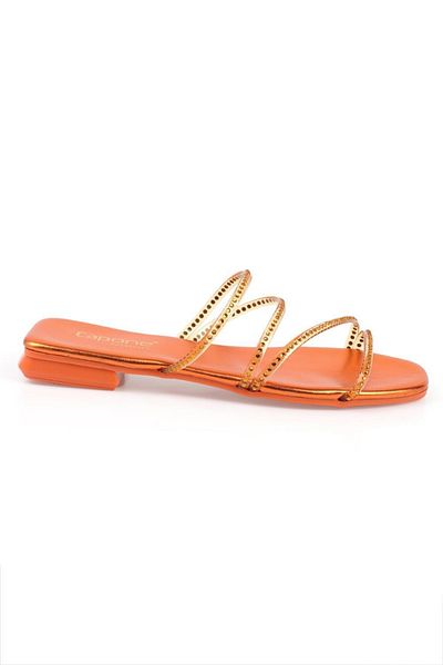 Capone Outfitters Capone Damen-Hausschuhe mit flachem Absatz in Steinorange