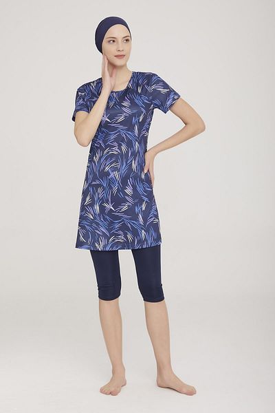 ROZAMAY Women's Short Sleeve Belle Dark Navy Blue Hijab Swimsuit 9c0t9n0