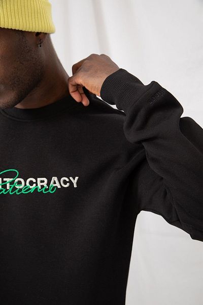 gothamvibes Hanorac negru oversize Meritocracy pentru bărbați