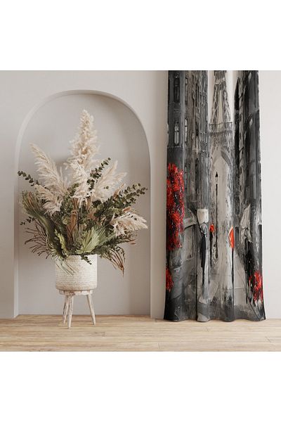 stellahomes Paris Themed Digital Printed Background Curtain Single Wing