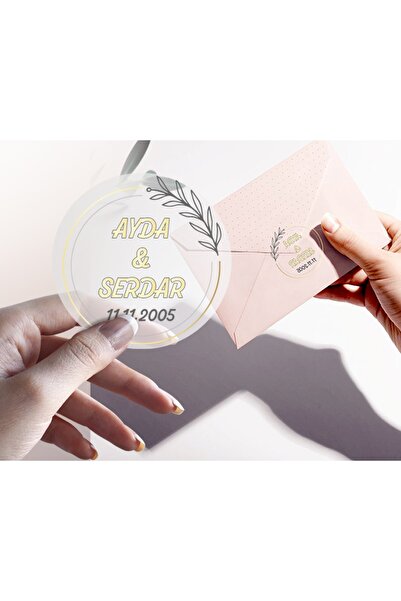 Aysprint Etichetă pentru pachet cadou pentru nuntă, logodna, henna, promisiune Autocolant transparent cu tăiere personalizată 70 bucăți 3,5 X 3,5 cm