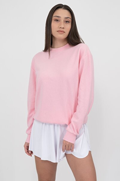 Soyo Women's Pink Soft Textured Thessaloniki Knitted Oversize Sweatshirt