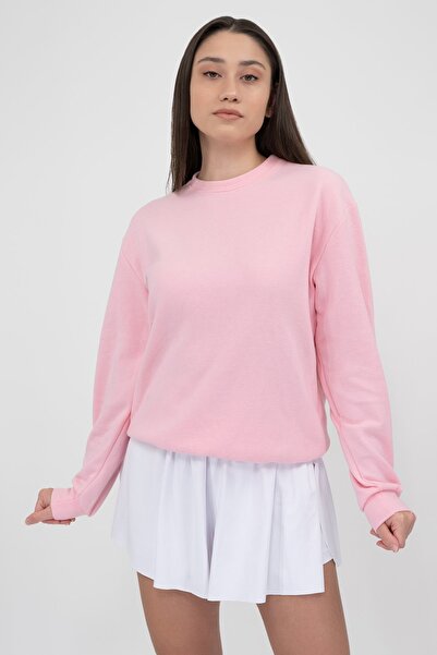 Soyo Women's Pink Soft Textured Thessaloniki Knitted Oversize Sweatshirt