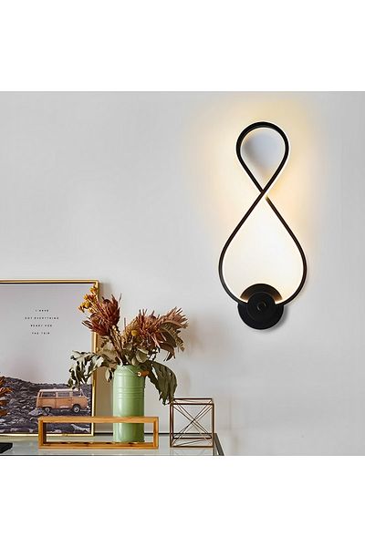 LIGHTMORE Decorative Infinity Wall Lamp Led Sconce Black 3000k Yellow Light