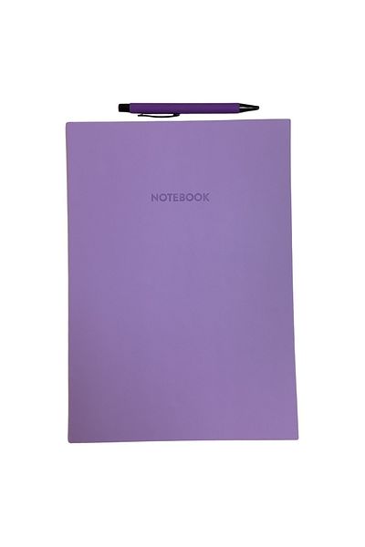 blume Acar Thermo Leather Flexible Cover 21*30 Cm 128 Pages Lined-checkered-dot-unlined Page Notebook Lilac
