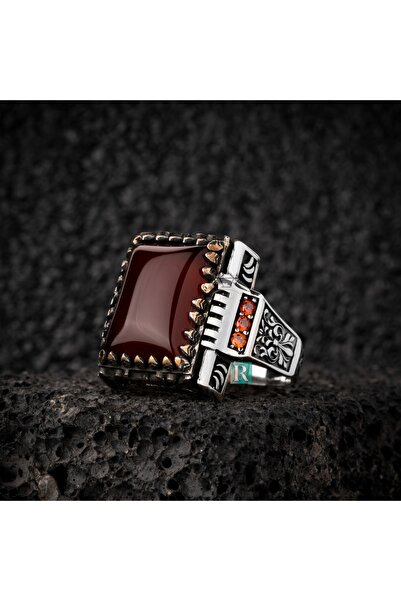 RevSilver Akik Taşı 925 Ayar Gümüş Yüzük Şık Tasarım Mücevher