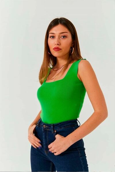 manolyabutik Bluză de damă, cu bretele groase, guler pătrat, pentru tricotaje...