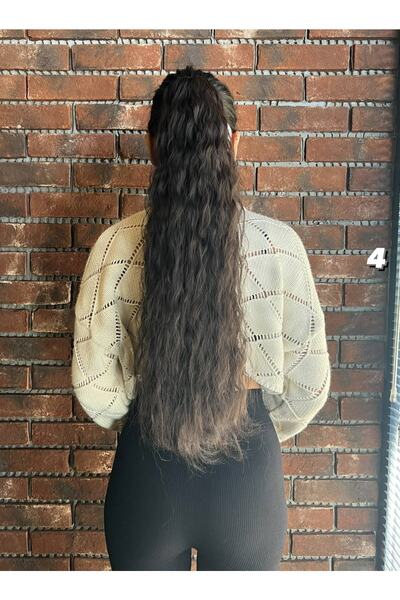 Suzan Peruk Coada de cal ondulată cu cataramă - maro