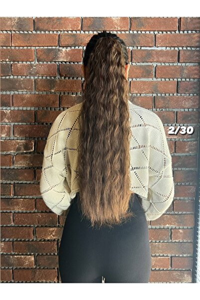 Suzan Peruk Brown Caramel Buckle Fluffy Wavy Ponytail